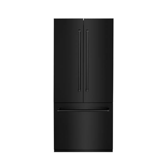ZLINE 36" Built-In 3-Door French Door Refrigerator with Internal Water and Ice Dispenser - Black Stainless Steel