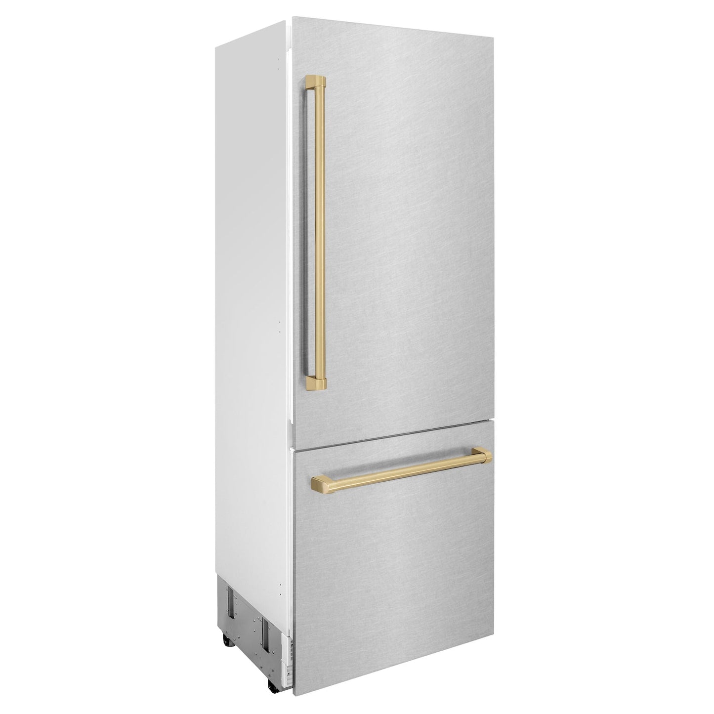 ZLINE 30" Autograph Edition Built-in 2-Door Bottom Freezer Refrigerator - DuraSnow Stainless Steel with Accents, Internal Water and Ice Dispenser