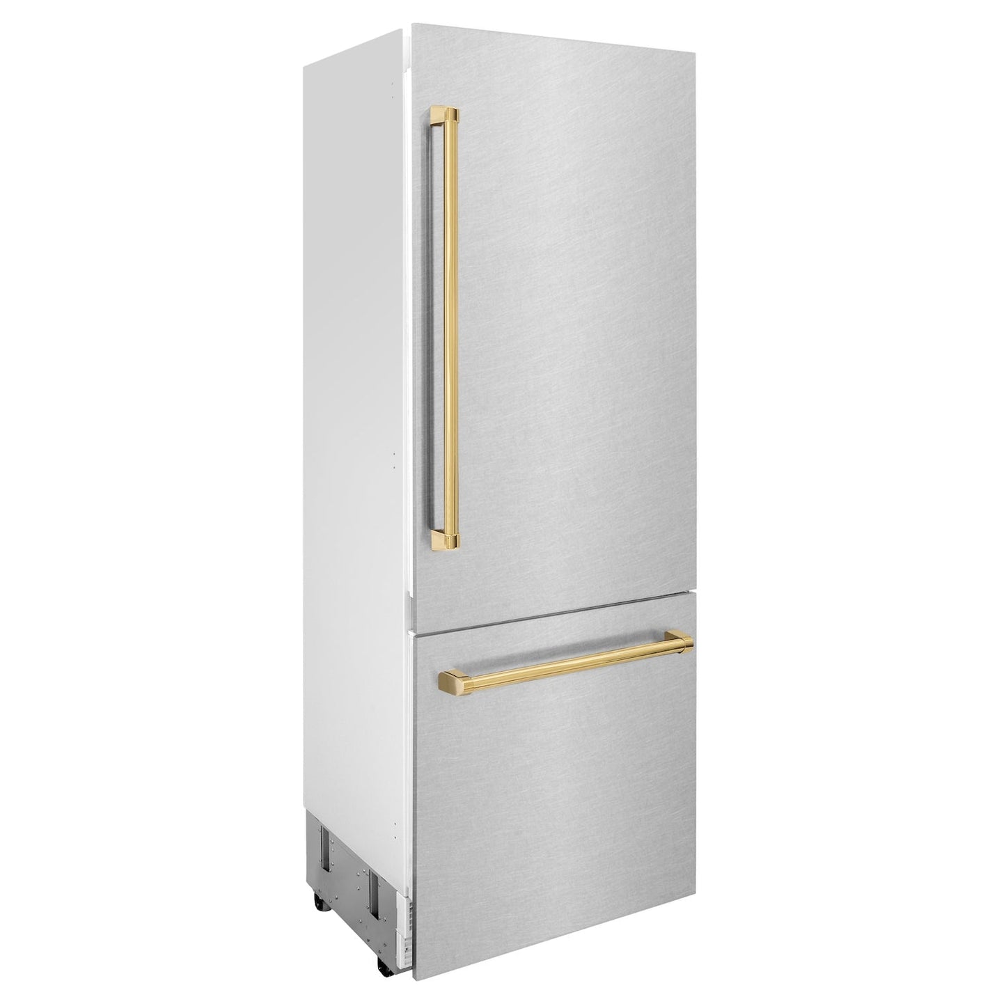 ZLINE 30" Autograph Edition Built-in 2-Door Bottom Freezer Refrigerator - DuraSnow Stainless Steel with Accents, Internal Water and Ice Dispenser
