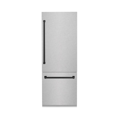 ZLINE 30" Autograph Edition Built-in 2-Door Bottom Freezer Refrigerator - DuraSnow Stainless Steel with Accents, Internal Water and Ice Dispenser