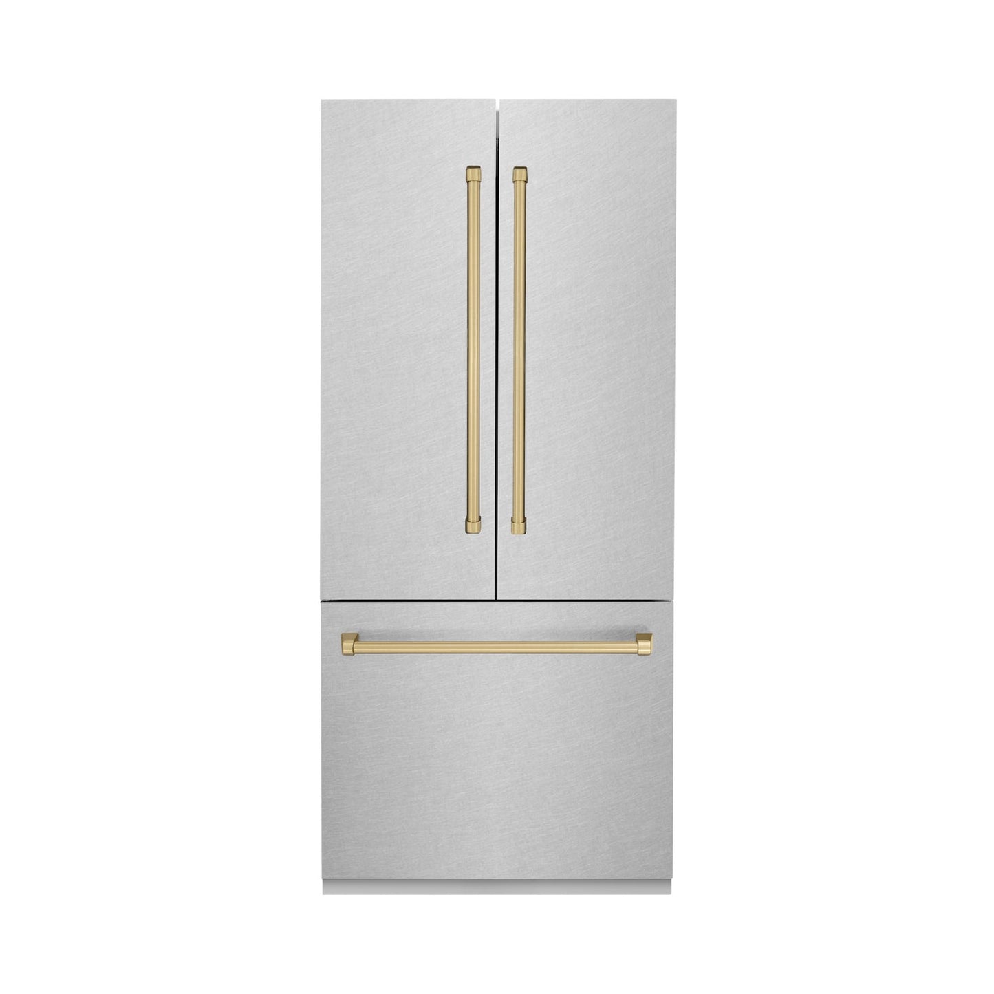 ZLINE 36" Autograph Edition Built-in 2-Door Bottom Freezer Refrigerator - Fingerprint Resistant Stainless Steel with Accents, Internal Water and Ice Dispenser