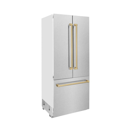 ZLINE 36" Autograph Edition Built-in 2-Door Bottom Freezer Refrigerator - Fingerprint Resistant Stainless Steel with Accents, Internal Water and Ice Dispenser