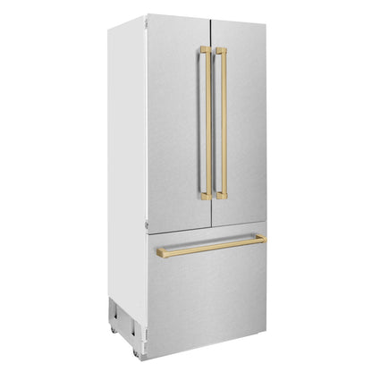 ZLINE 36" Autograph Edition Built-in 2-Door Bottom Freezer Refrigerator - Fingerprint Resistant Stainless Steel with Accents, Internal Water and Ice Dispenser