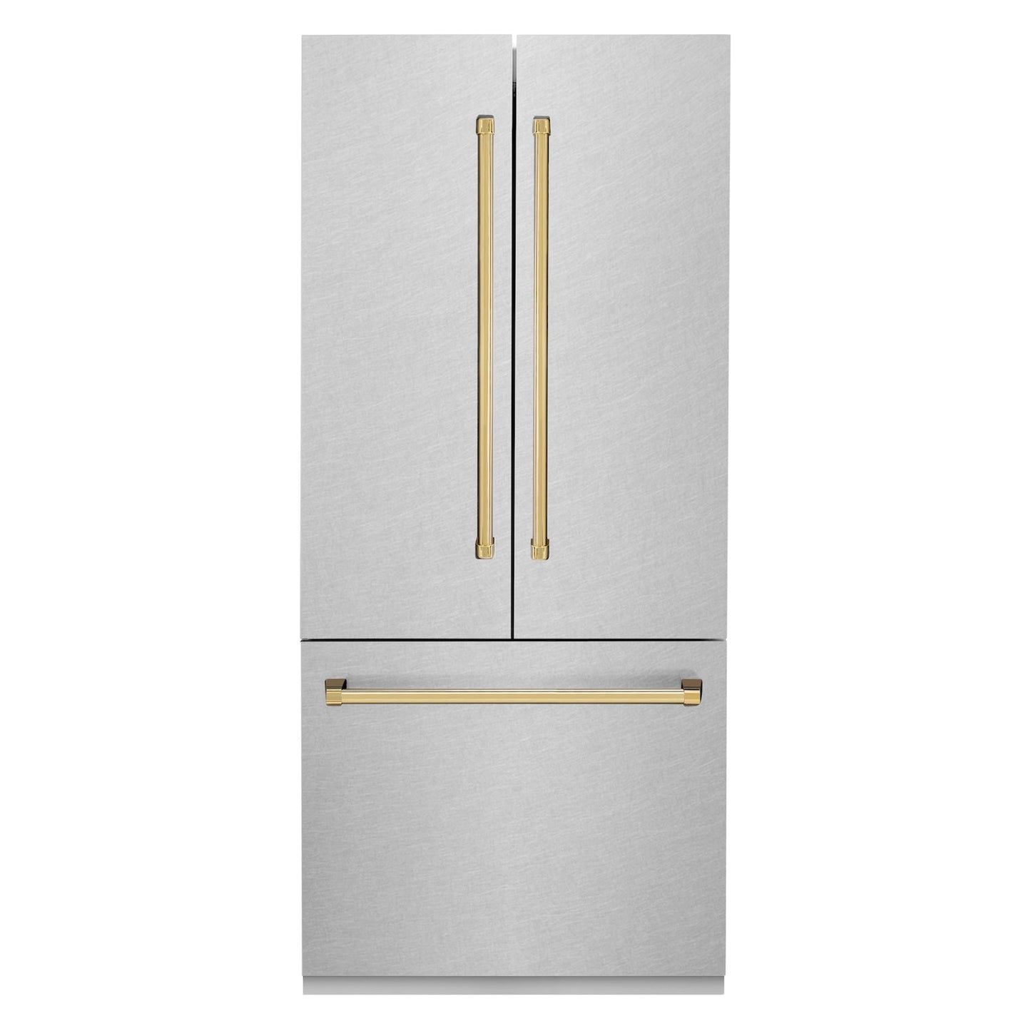 ZLINE 36" Autograph Edition Built-in 2-Door Bottom Freezer Refrigerator - Fingerprint Resistant Stainless Steel with Accents, Internal Water and Ice Dispenser