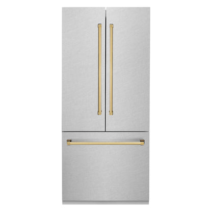 ZLINE 36" Autograph Edition Built-in 2-Door Bottom Freezer Refrigerator - Fingerprint Resistant Stainless Steel with Accents, Internal Water and Ice Dispenser