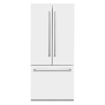 ZLINE 36" Built-In 2-Door Bottom Freezer Refrigerator with Internal Water and Ice Dispenser - Matte White