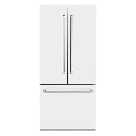 ZLINE 36" Built-In 2-Door Bottom Freezer Refrigerator with Internal Water and Ice Dispenser - Matte White