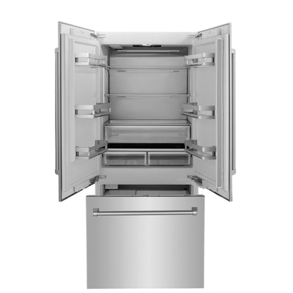 ZLINE 36" Built-In 3-Door French Door Refrigerator - Stainless Steel with Internal Water and Ice Dispenser