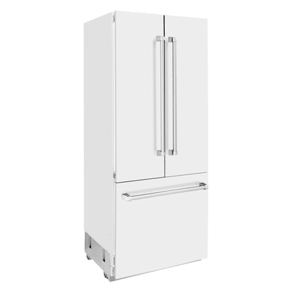 ZLINE 36" Built-In 2-Door Bottom Freezer Refrigerator with Internal Water and Ice Dispenser - Matte White