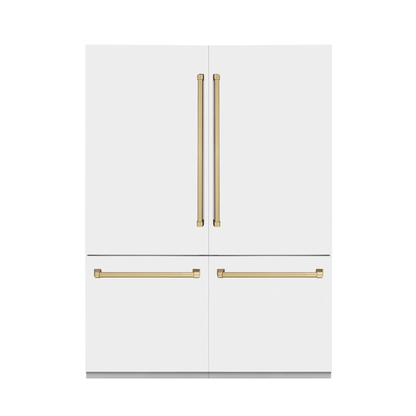 ZLINE 60" Autograph Edition Built-in 4-Door French Door Refrigerator - Matte White with Accents, Internal Water and Ice Dispenser