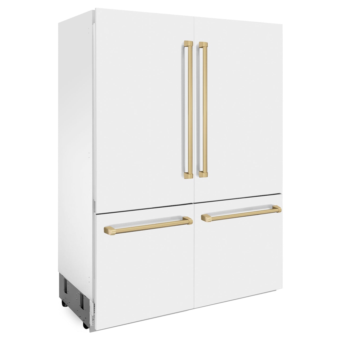 ZLINE 60" Autograph Edition Built-in 4-Door French Door Refrigerator - Matte White with Accents, Internal Water and Ice Dispenser