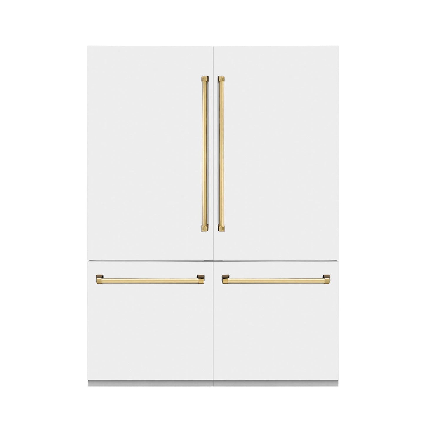 ZLINE 60" Autograph Edition Built-in 4-Door French Door Refrigerator - Matte White with Accents, Internal Water and Ice Dispenser