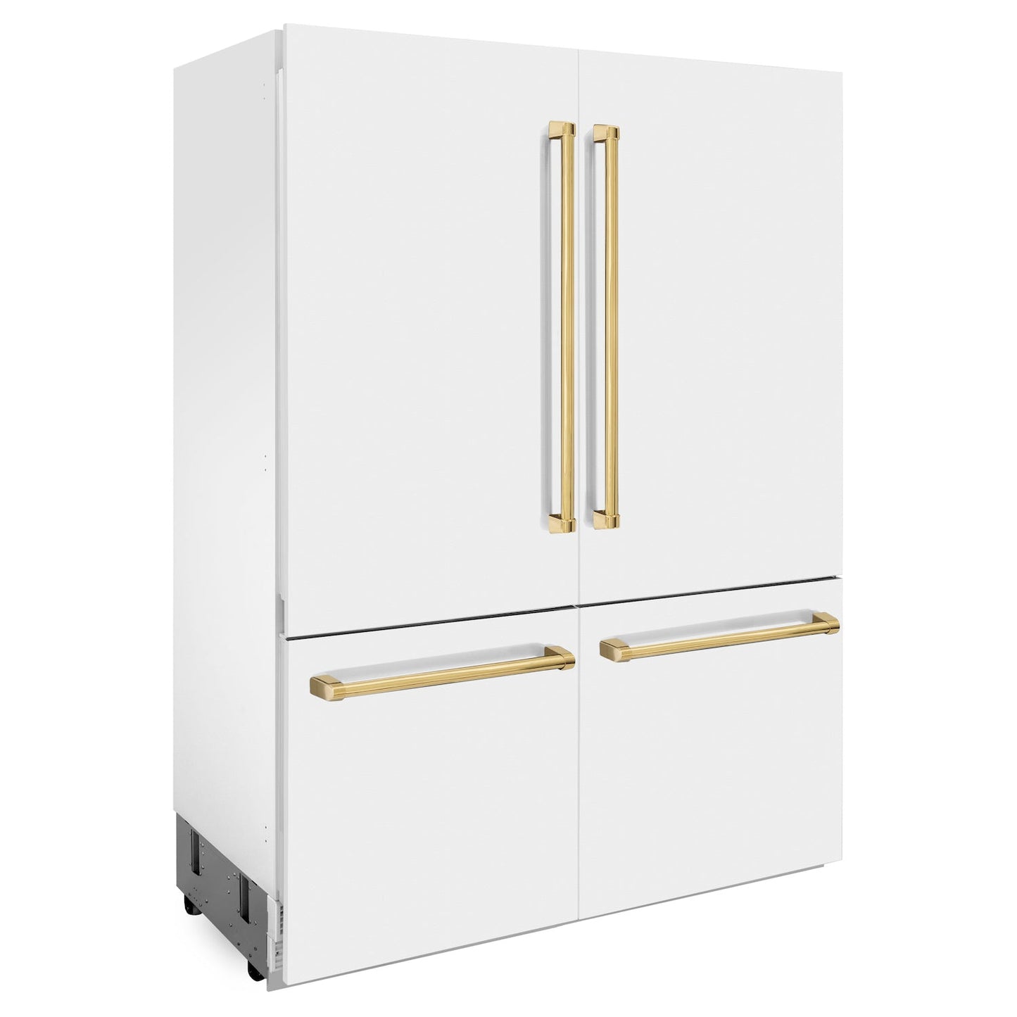 ZLINE 60" Autograph Edition Built-in 4-Door French Door Refrigerator - Matte White with Accents, Internal Water and Ice Dispenser
