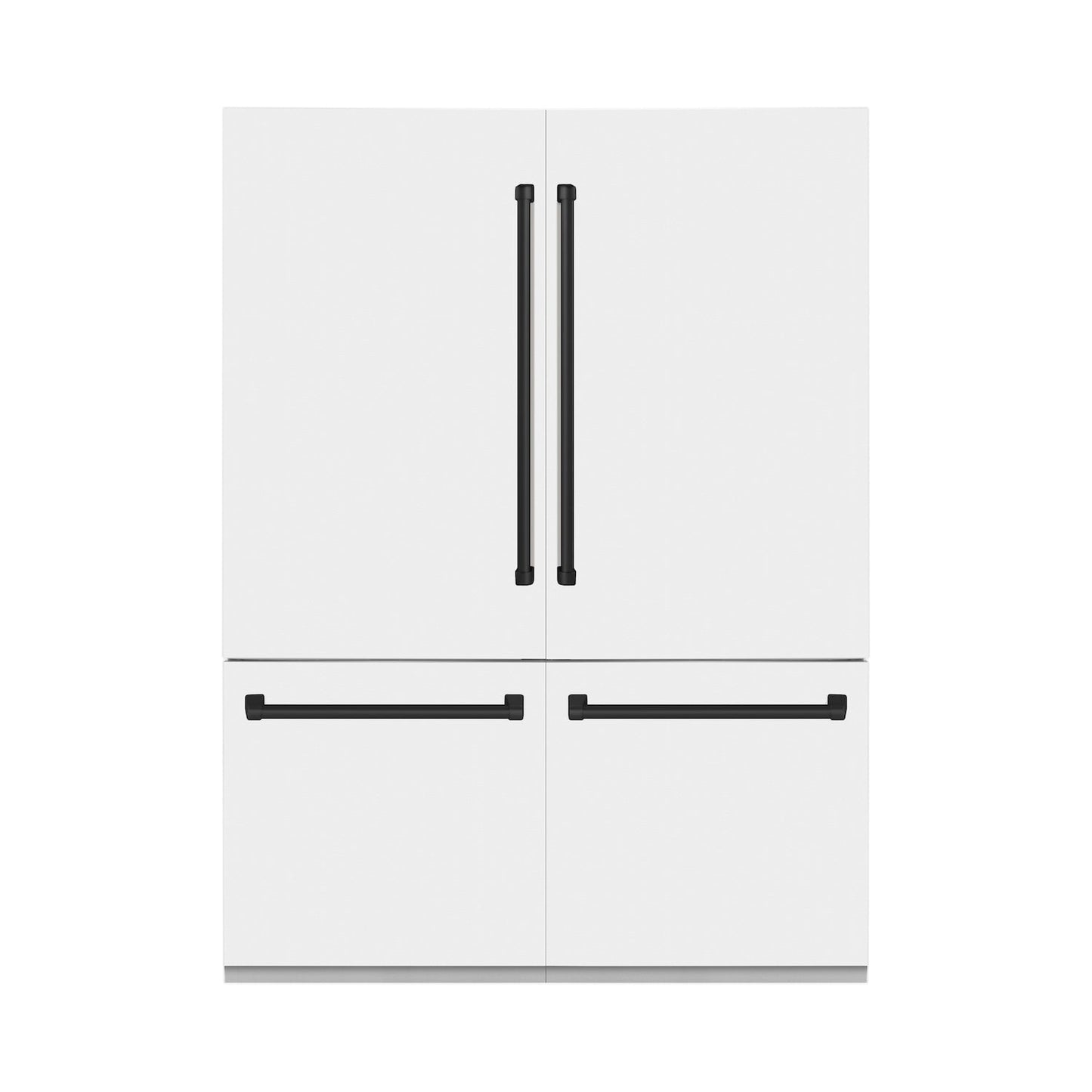 ZLINE 60" Autograph Edition Built-in 4-Door French Door Refrigerator - Matte White with Accents, Internal Water and Ice Dispenser