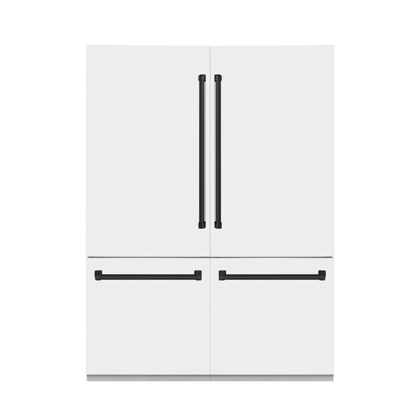 ZLINE 60" Autograph Edition Built-in 4-Door French Door Refrigerator - Matte White with Accents, Internal Water and Ice Dispenser