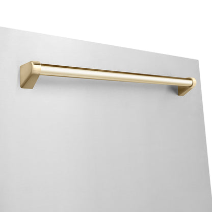 ZLINE 48" Autograph Edition 4 Appliance Package with Stainless Steel Dual Fuel Range, Range Hood, Dishwasher, and Refrigeration - Polished Gold Accents
