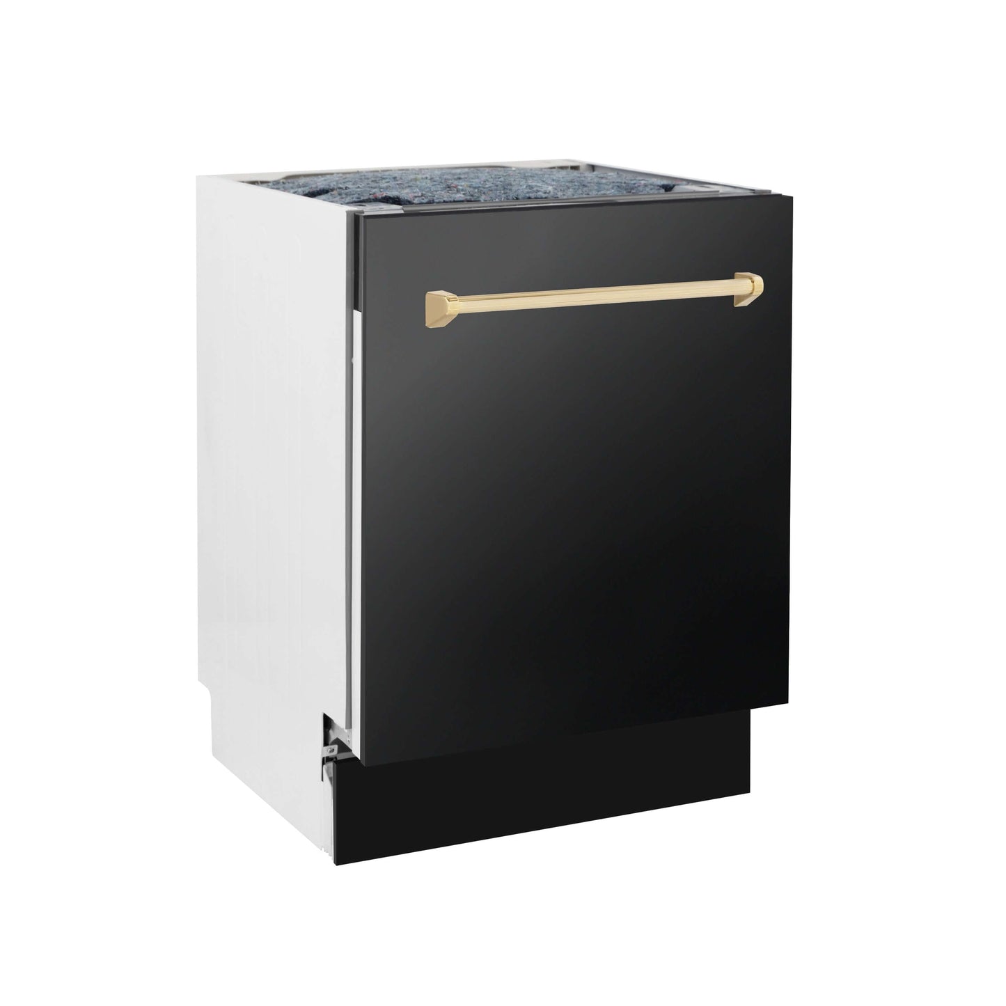 ZLINE 3-Appliance 30" Autograph Edition Kitchen Package with Black Stainless Steel Dual Fuel Range, Range Hood, and Dishwasher with Polished Gold Accents
