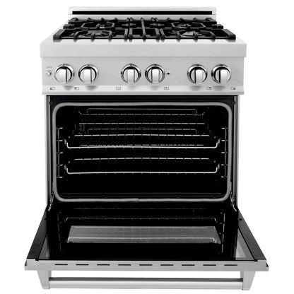 ZLINE 3-Appliance 30" Kitchen Package with DuraSnow Stainless Dual Fuel Range, Ducted Vent Range Hood, and Dishwasher