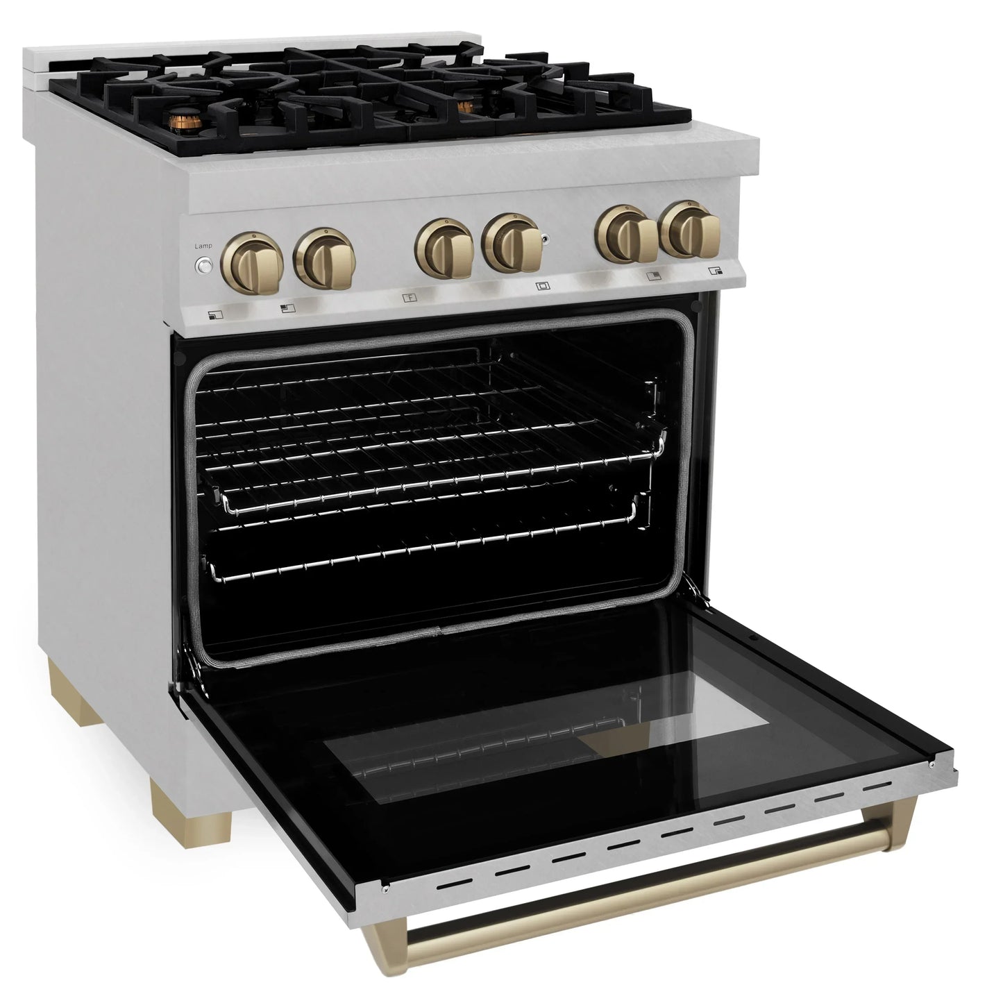 ZLINE Autograph Edition 30" Gas Stove and Electric Oven - DuraSnow Steel with Bronze Accents