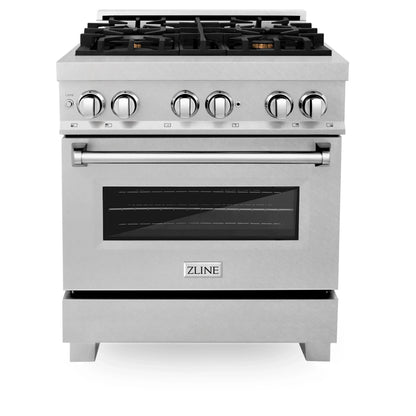 ZLINE 30" Dual Fuel Range with Gas Stove and Electric Oven - Fingerprint Resistant Stainless Steel with Brass Burners
