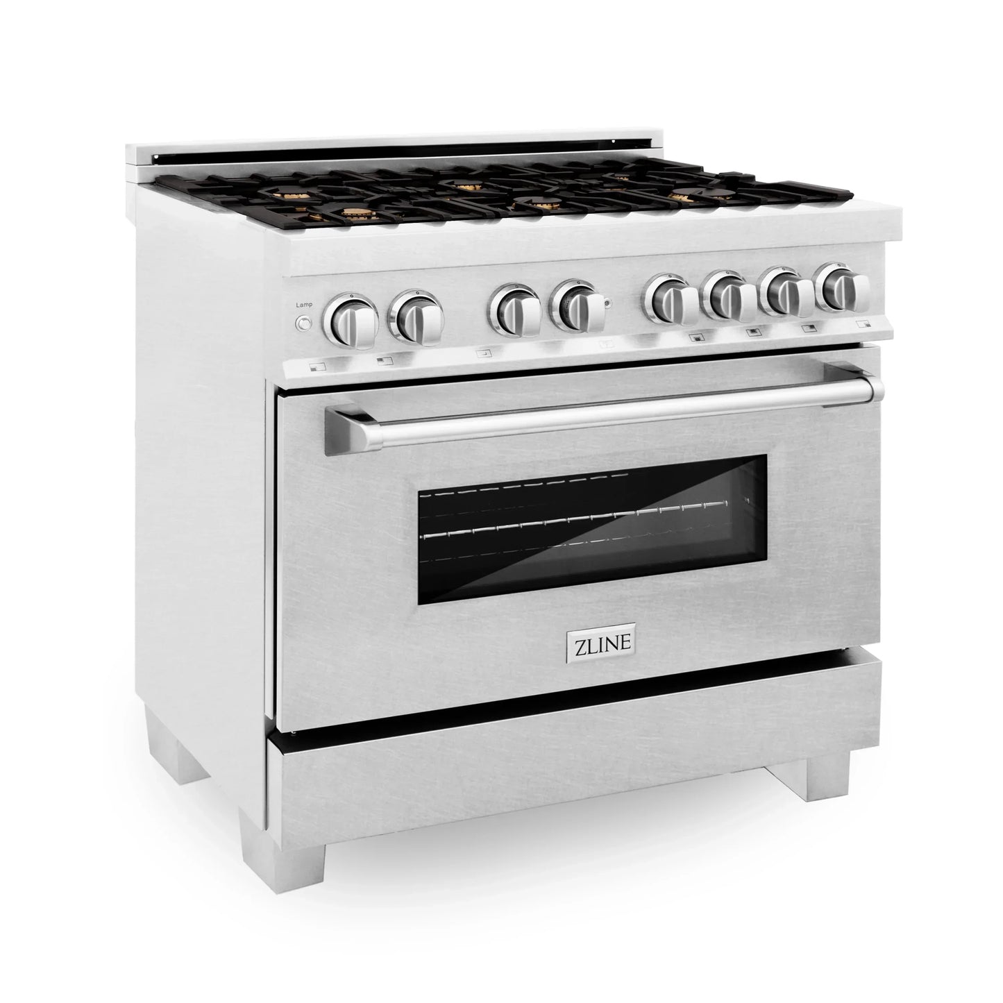 ZLINE 36" Dual Fuel Range with Gas Stove and Electric Oven - Fingerprint Resistant Stainless Steel with Brass Burners