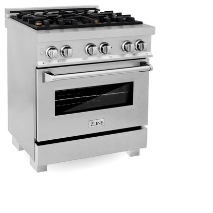 ZLINE 30" Dual Fuel Range with Gas Stove and Electric Oven - Fingerprint Resistant Stainless Steel with Brass Burners