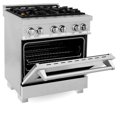 ZLINE 30" Dual Fuel Range with Gas Stove and Electric Oven - Fingerprint Resistant Stainless Steel with Brass Burners