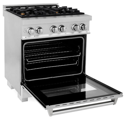 ZLINE 30" Dual Fuel Range with Gas Stove and Electric Oven - Fingerprint Resistant Stainless Steel with Brass Burners