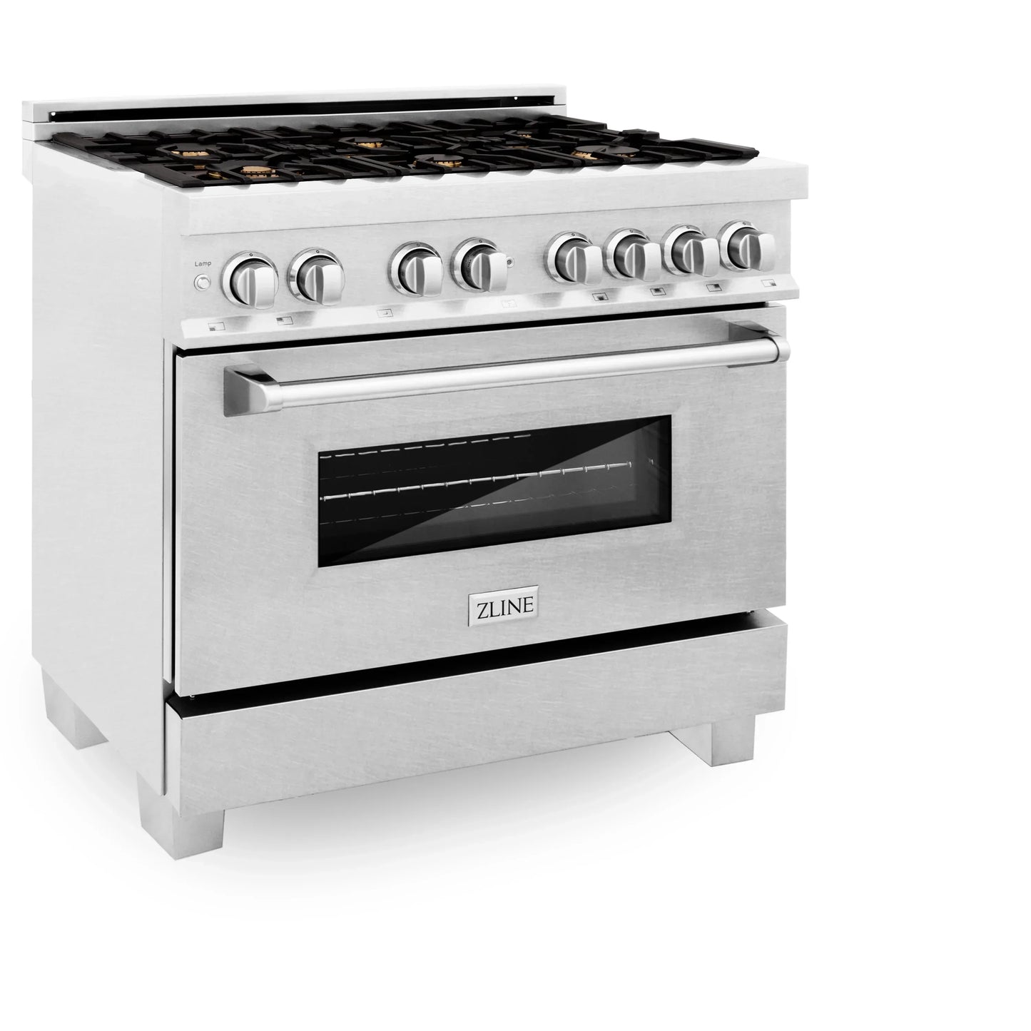 ZLINE 36" Dual Fuel Range with Gas Stove and Electric Oven - Fingerprint Resistant Stainless Steel with Brass Burners