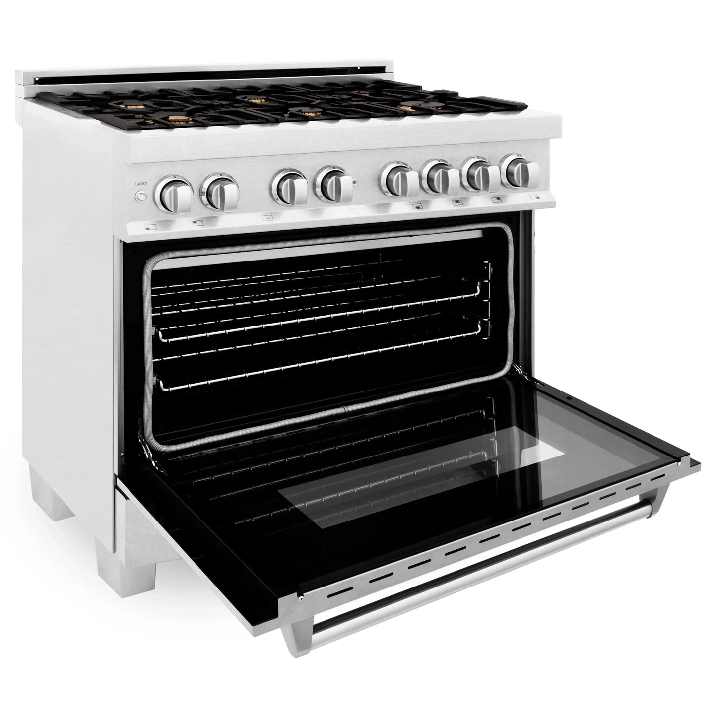ZLINE 36" Dual Fuel Range with Gas Stove and Electric Oven - Fingerprint Resistant Stainless Steel with Brass Burners