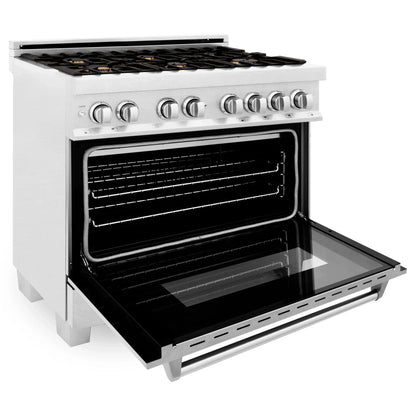 ZLINE 36" Dual Fuel Range with Gas Stove and Electric Oven - Fingerprint Resistant Stainless Steel with Brass Burners