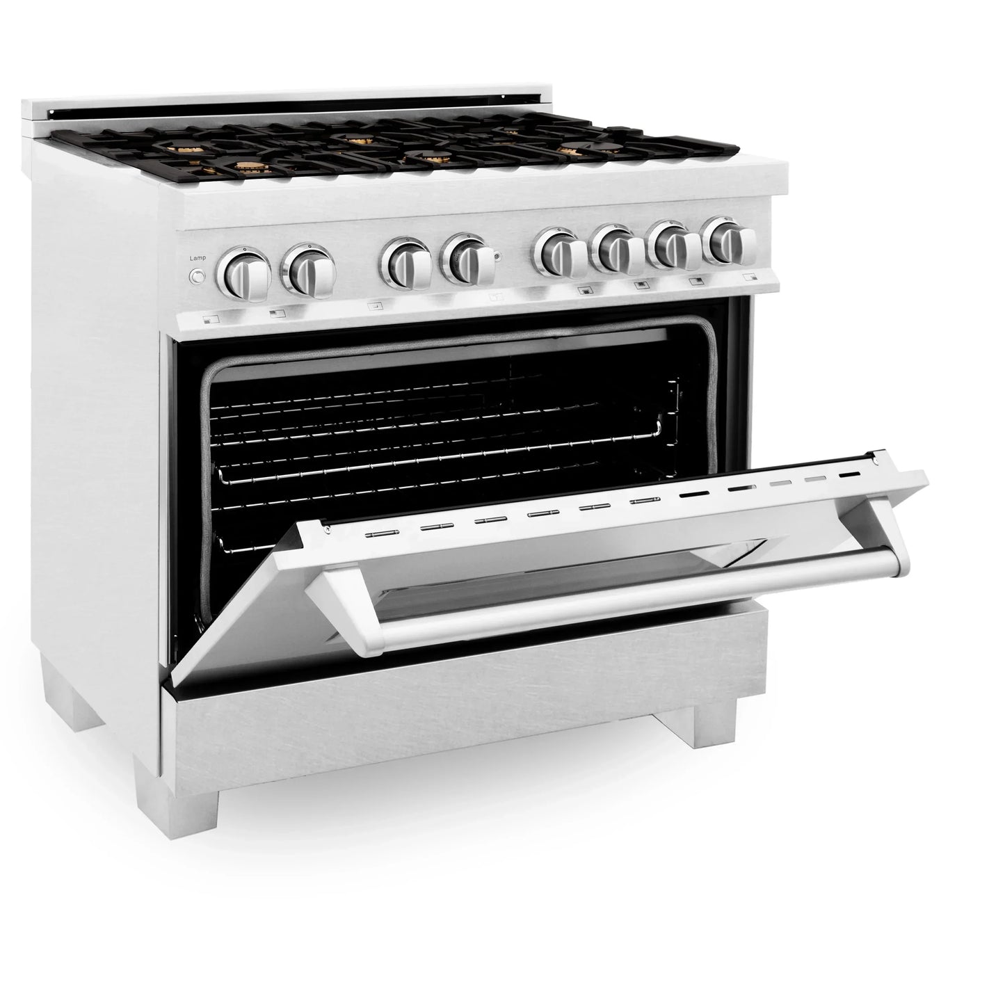 ZLINE 36" Dual Fuel Range with Gas Stove and Electric Oven - Fingerprint Resistant Stainless Steel with Brass Burners