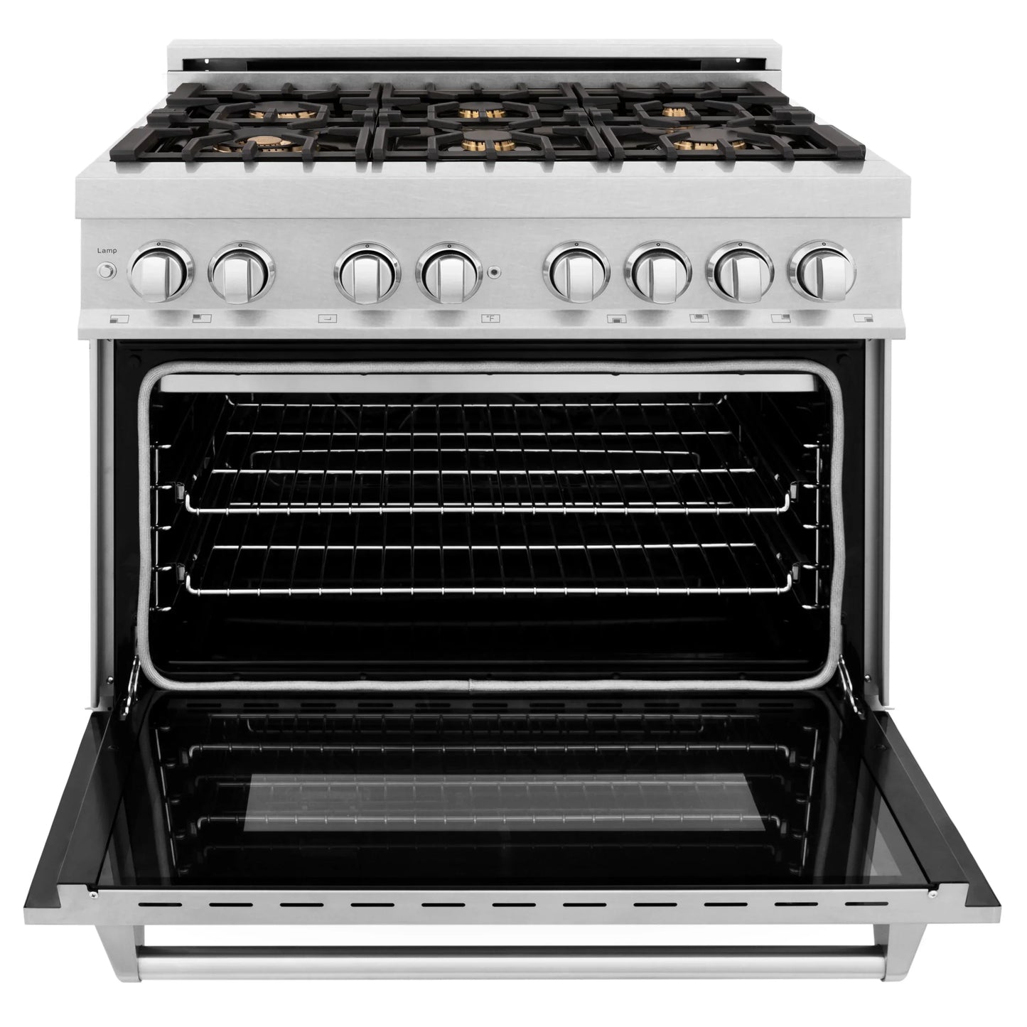 ZLINE 36" Dual Fuel Range with Gas Stove and Electric Oven - Fingerprint Resistant Stainless Steel with Brass Burners