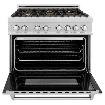 ZLINE 36" Dual Fuel Range with Gas Stove and Electric Oven - Fingerprint Resistant Stainless Steel with Brass Burners