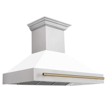 ZLINE Autograph Edition 48" Range Hood - Fingerprint Resistant Stainless Steel with Matte White Shell and Accented Handle