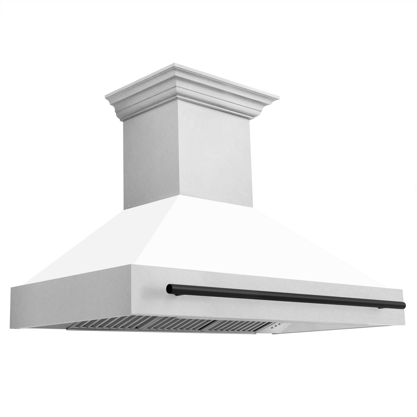 ZLINE Autograph Edition 48" Range Hood - Fingerprint Resistant Stainless Steel with Matte White Shell and Accented Handle