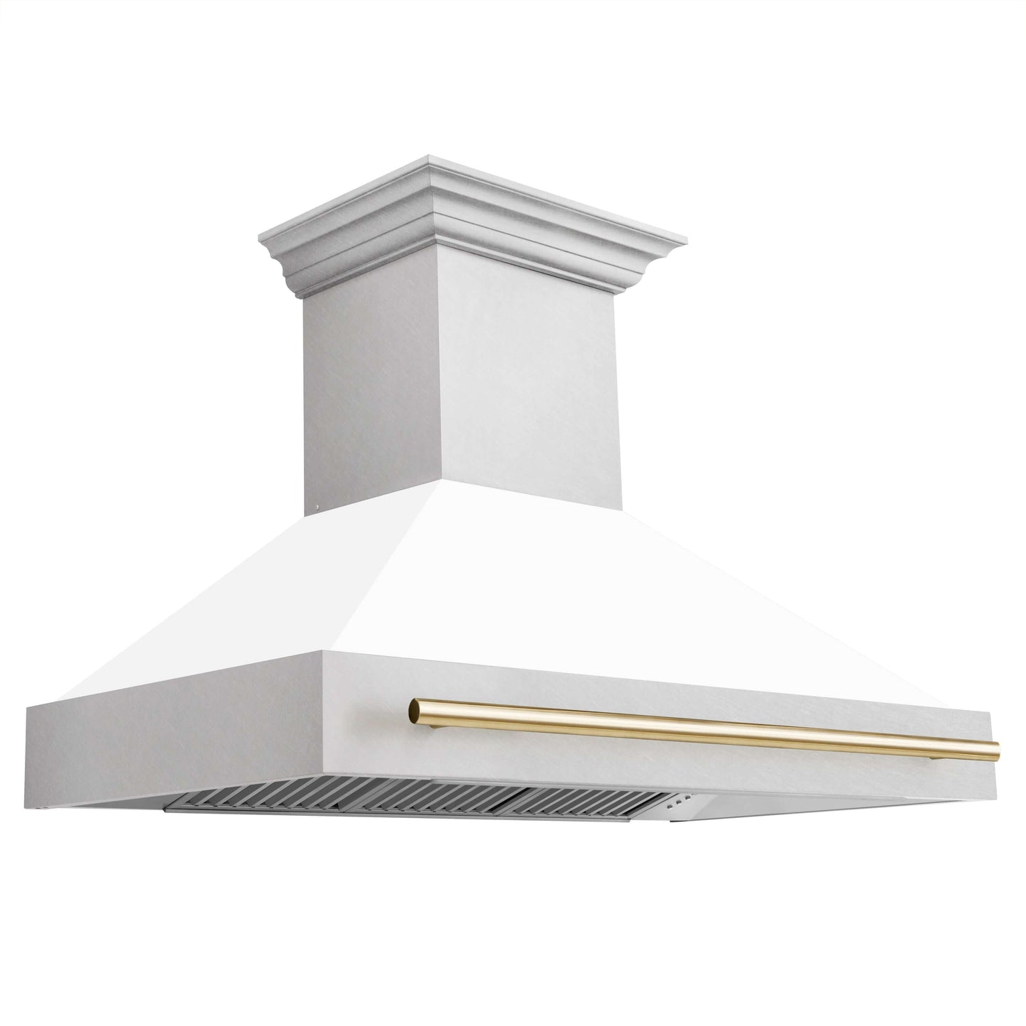 ZLINE Autograph Edition 48" Range Hood - Fingerprint Resistant Stainless Steel with Matte White Shell and Accented Handle