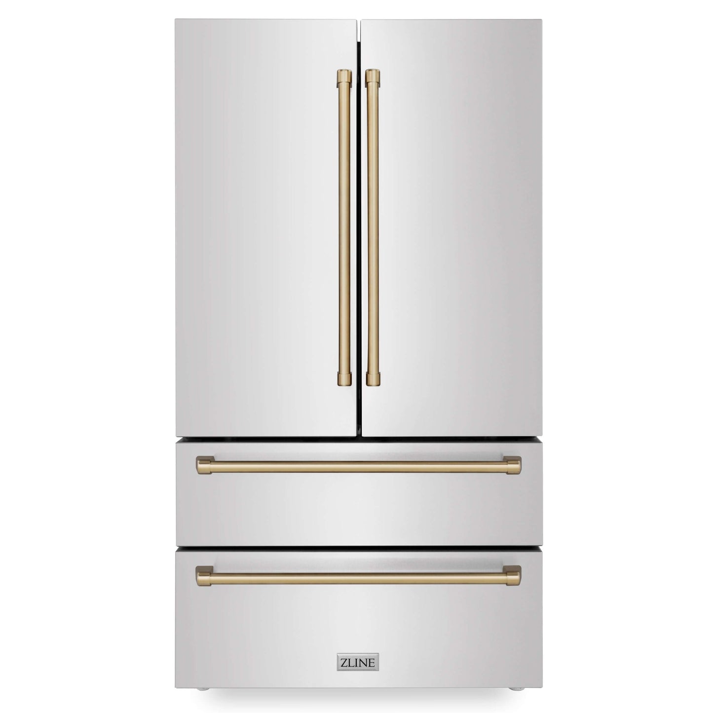 ZLINE 4-Appliance 30" Autograph Edition Kitchen Package with Stainless Steel Dual Fuel Range, Range Hood, Dishwasher, and Refrigeration with Champagne Bronze Accents
