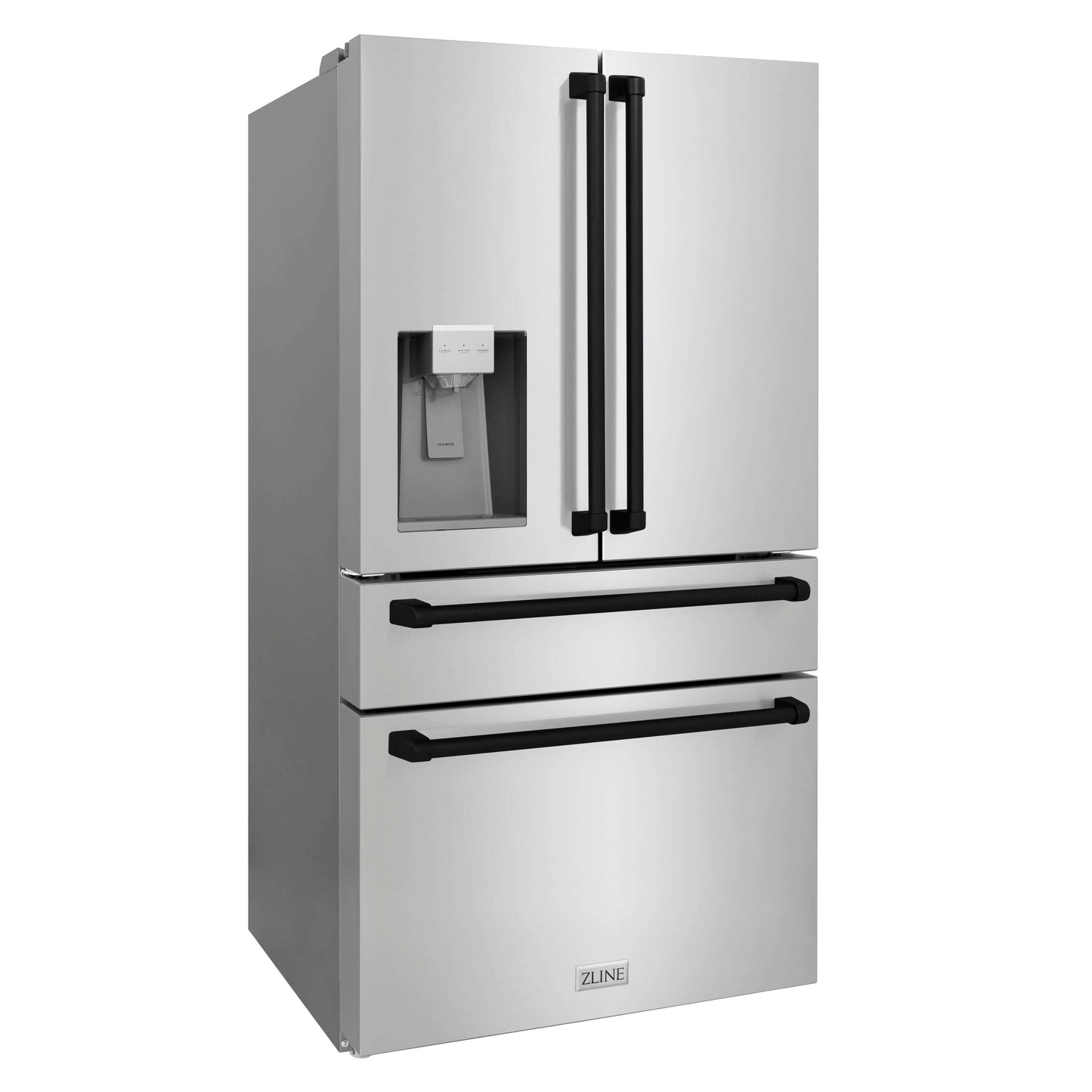 ZLINE 36" Autograph Edition Freestanding French Door Refrigerator with External Water and Ice Dispenser - Stainless Steel with Accents