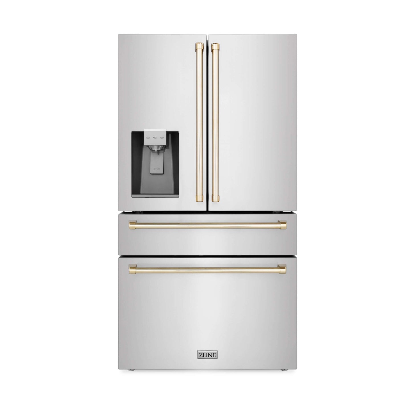 ZLINE 4-Appliance 30" Autograph Edition Kitchen Package with Stainless Steel Dual Fuel Range, Range Hood, Dishwasher, and Refrigeration Including External Water Dispenser with Polished Gold Accents