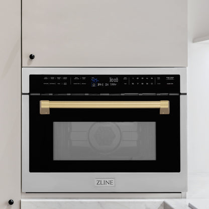 ZLINE Autograph Edition 24" Built-in Convection Microwave Oven - Stainless Steel with Accents