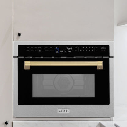 ZLINE Autograph Edition 24" Built-in Convection Microwave Oven - DuraSnow Stainless Steel with Accents