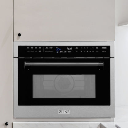 ZLINE Autograph Edition 24" Built-in Convection Microwave Oven - DuraSnow Stainless Steel with Accents