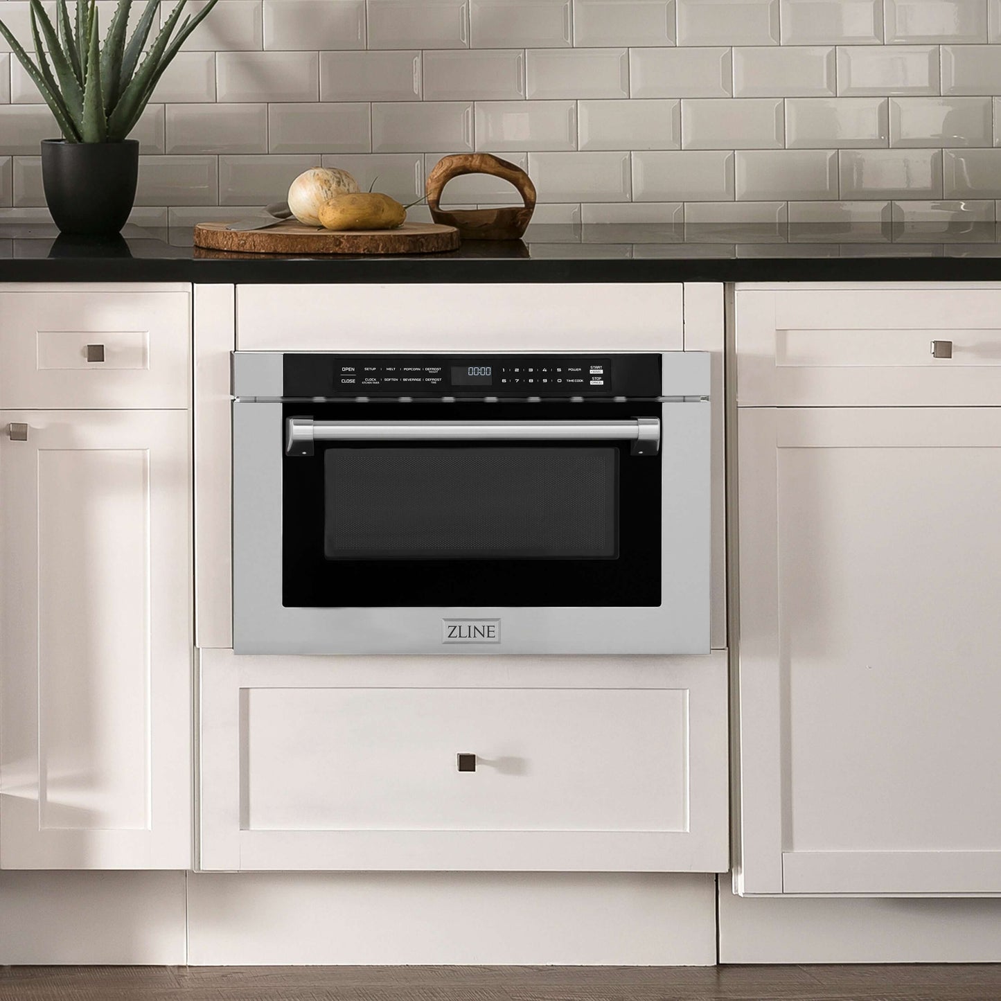 ZLINE 24" Built-in Microwave Drawer - Traditional Handle with Color Options