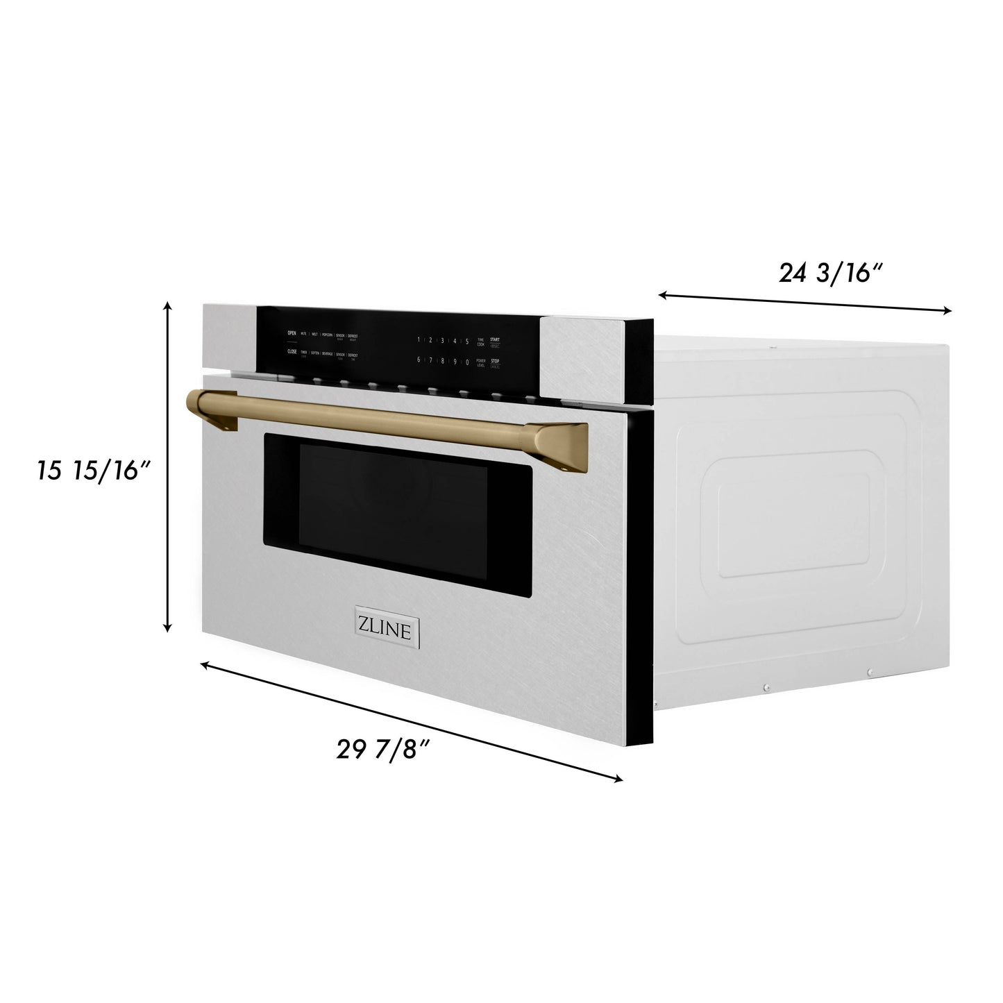ZLINE Autograph Edition 30" Built-In Microwave Drawer - Fingerprint Resistant Stainless Steel with Accents