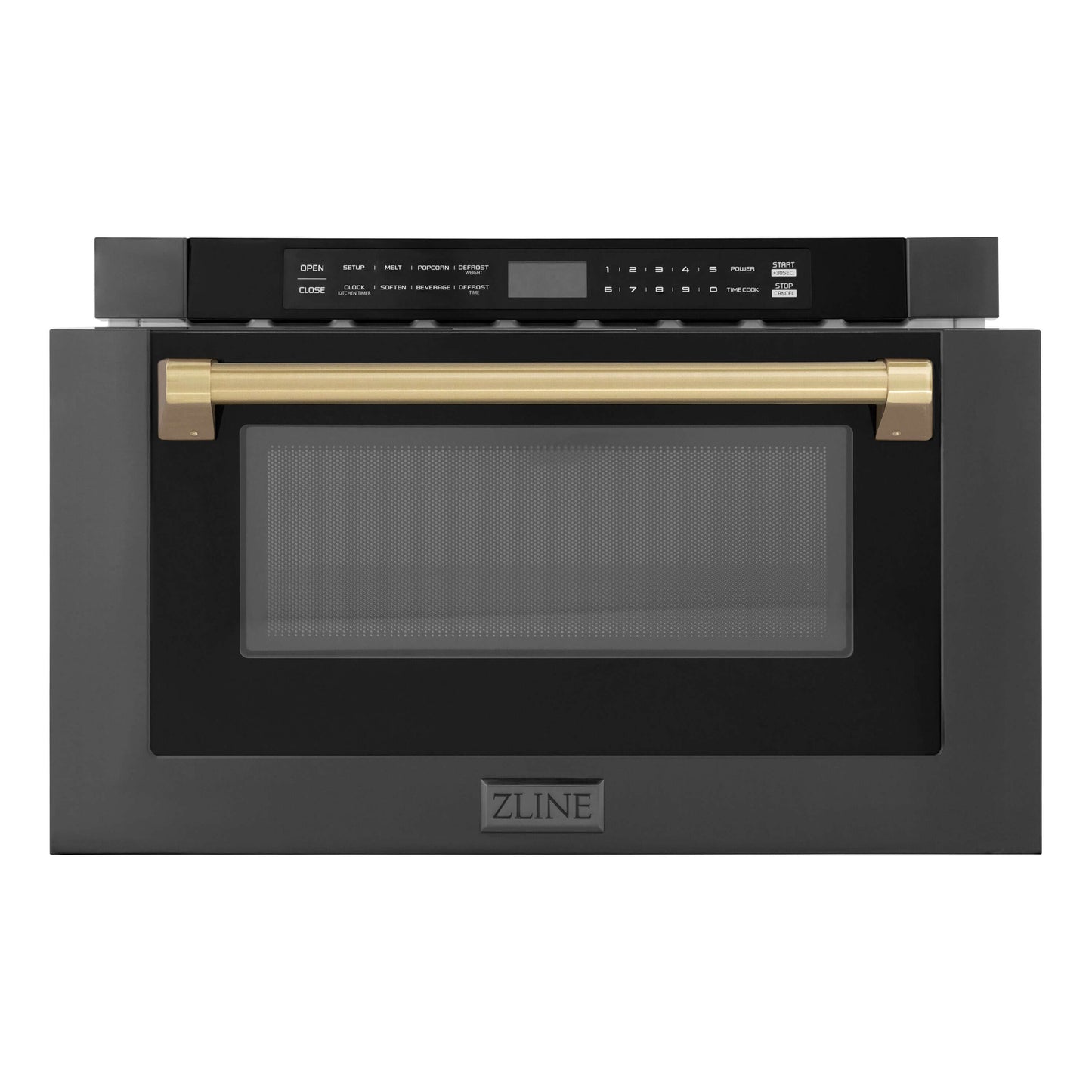 ZLINE Autograph Edition 24" Built-in Microwave Drawer - Black Stainless Steel with Accents