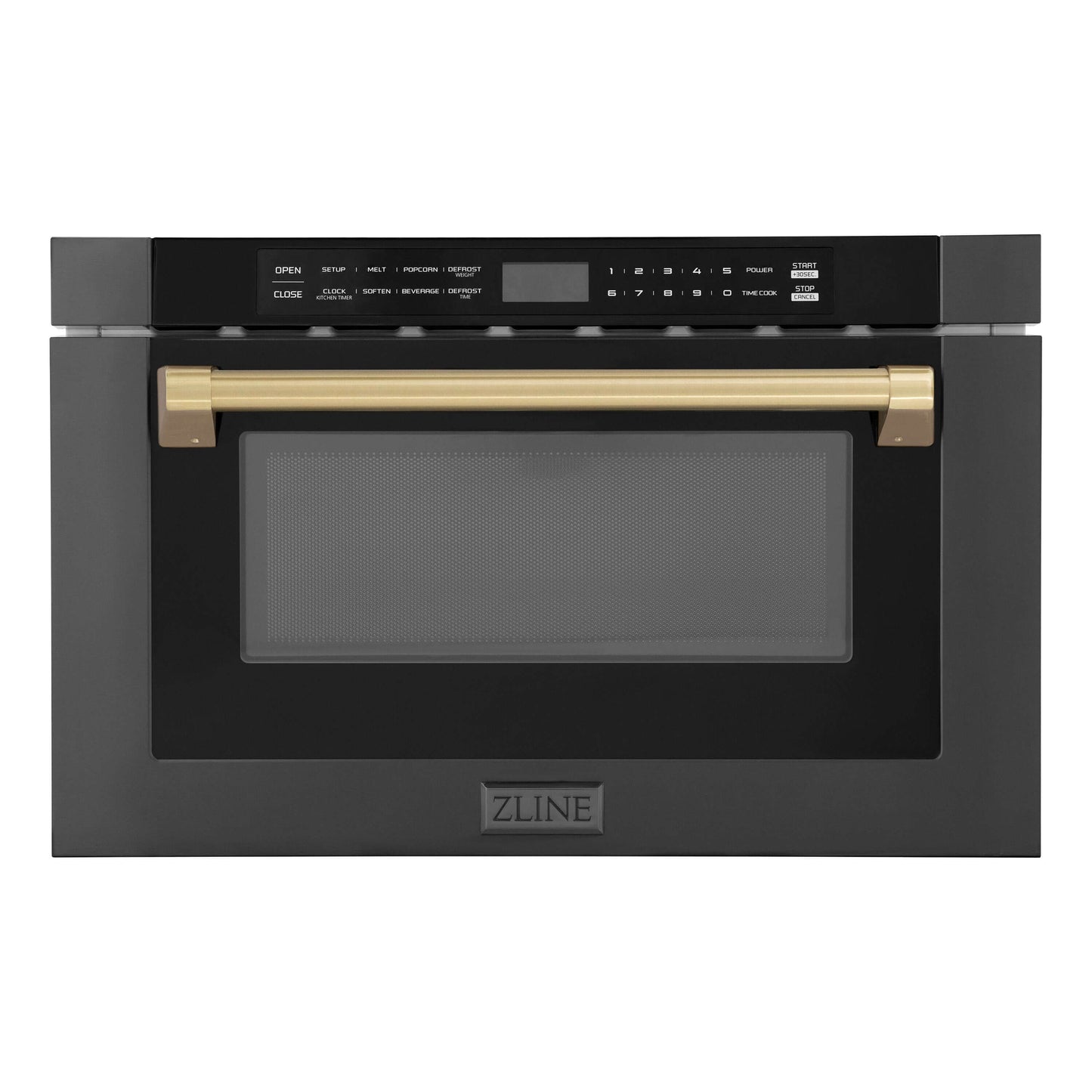 ZLINE Autograph Edition 24" Built-in Microwave Drawer - Black Stainless Steel with Accents