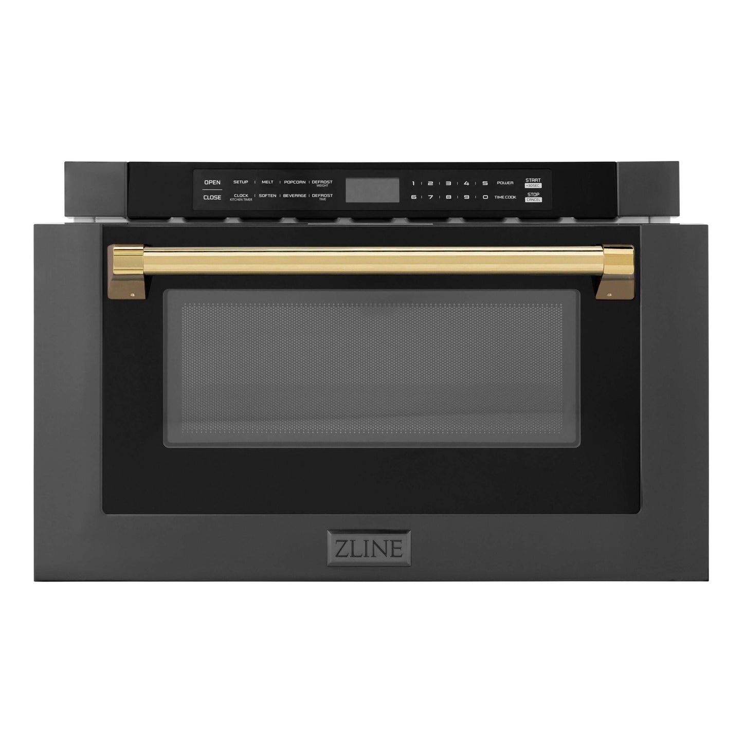 ZLINE Autograph Edition 24" Built-in Microwave Drawer - Black Stainless Steel with Accents