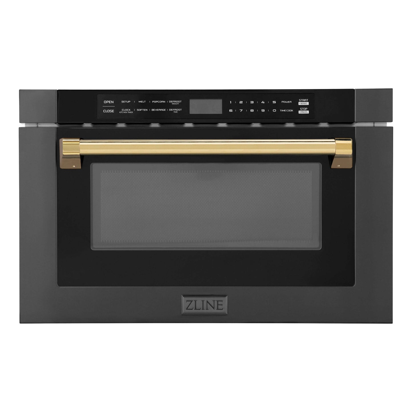 ZLINE Autograph Edition 24" Built-in Microwave Drawer - Black Stainless Steel with Accents