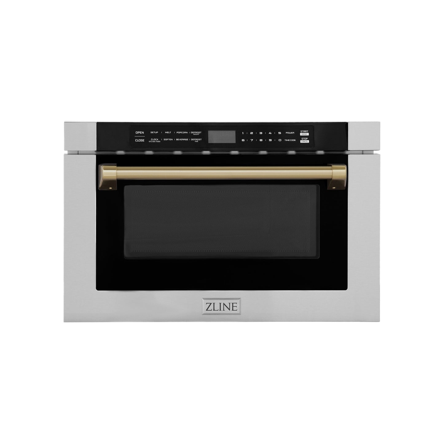 ZLINE Autograph Edition 24" Built-in Microwave Drawer - Traditional Handle in Stainless Steel with Accents